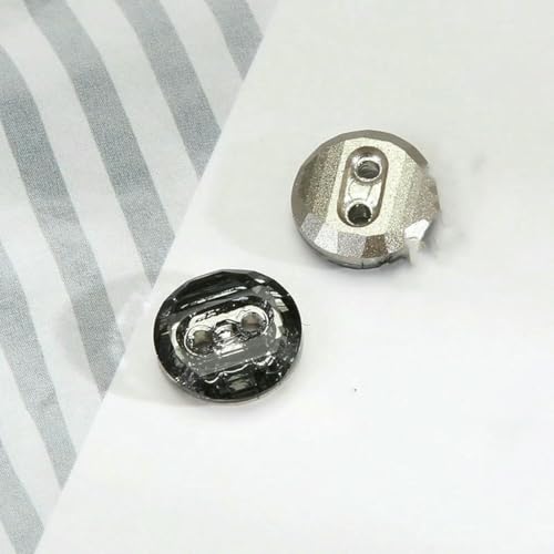 10 Stück Kristall-Diamant-Glasknöpfe für Damenkleidung, Hemden, Dekoration, zwei Löcher, Kleiderknopf, 10 mm, Dunkelgrau, 10 mm von ZEYRU