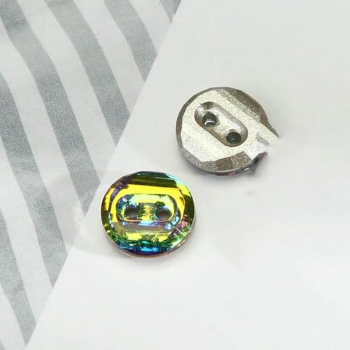 10 Stück Kristall-Diamant-Glasknöpfe für Damenkleidung, Hemden, Dekoration, zwei Löcher, Kleiderknopf, 10 mm, grün, 10 mm von ZEYRU