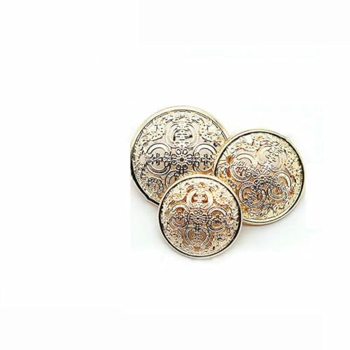10 Stück Metallknöpfe, Retro-Hohlknöpfe, goldene geschnitzte Knöpfe für Anzug, Mantel, Hemd, Kleidung im europäischen Stil, DIY-Nähzubehör, Hellgold, 18 mm 10 Stück Metallknöpfe, Retro-Hohlknöpfe, goldene geschnitzte Knöpfe für Anzug, Mantel, Hemd, Kleidung im europäischen Stil, DIY-Nähzubehör, Hellgold, 18 mm von ZEYRU