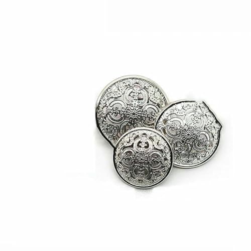 10 Stück Metallknöpfe, Retro-Hohlknöpfe, goldene geschnitzte Knöpfe für Anzug, Mantel, Hemd, Kleidung im europäischen Stil, DIY-Nähzubehör, Silberweiß, 20 mm 10 Stück Metallknöpfe, Retro-Hohlknöpfe, goldene geschnitzte Knöpfe für Anzug, Mantel, Hemd, Kleidung im europäischen Stil, DIY-Nähzubehör, Silberweiß, 20 mm von ZEYRU