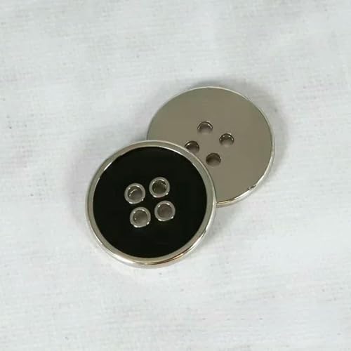 10 Stück Metallknöpfe 10,5/15/20 mm 4-Loch-Rundknöpfe Modebekleidung Nähzubehör-Schwarz Silber-20 mm von ZEYRU