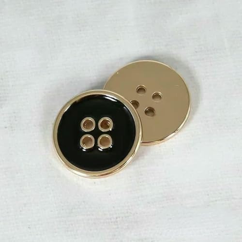 10 Stück Metallknöpfe 10,5/15/20 mm 4-Loch-Rundknöpfe Modebekleidung Nähzubehör-Schwarzgold-20 mm von ZEYRU
