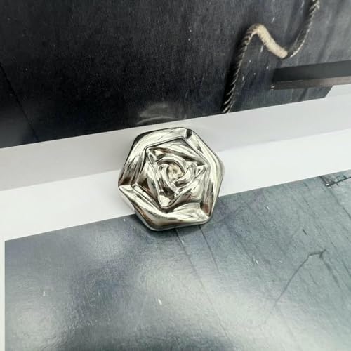 10 Stück Retro-Rosen-Metallknöpfe für Damenbekleidung, Nähzubehör, Gold-Silber, dekorative Knöpfe, 10 Stück Silber, 12,5 mm von ZEYRU