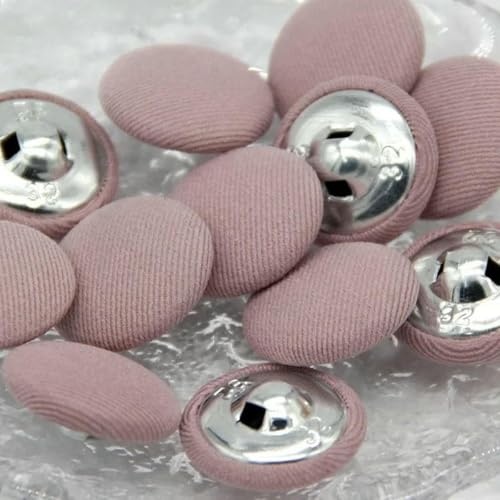 10 Stück bunte, mit Stoff überzogene Nähknöpfe aus Metall mit Schaft für Kleidung, Kindermantel, Strickjacke, runder großer Stoffknopf, DIY-Dekorationen, Nr. 12–25 mm, von ZEYRU