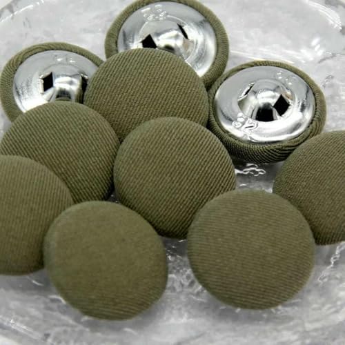 10 Stück bunte, mit Stoff überzogene Nähknöpfe aus Metall mit Schaft für Kleidung, Kindermantel, Strickjacke, runder großer Stoffknopf, DIY-Dekorationen, Nr. 14–15 mm, von ZEYRU