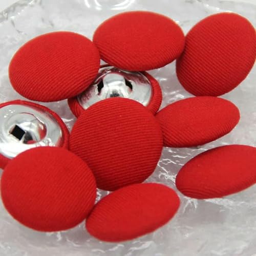 10 Stück bunte, mit Stoff überzogene Nähknöpfe aus Metall mit Schaft für Kleidung, Kindermantel, Strickjacke, runder großer Stoffknopf, DIY-Dekorationen, Nr. 6–15 mm, von ZEYRU