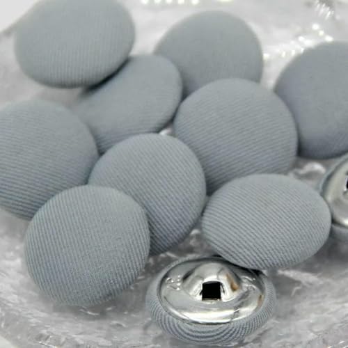 10 Stück bunte, mit Stoff überzogene Nähknöpfe aus Metall mit Schaft für Kleidung, Kindermantel, Strickjacke, runder großer Stoffknopf, DIY-Dekorationen, Nr. 8–15 mm, von ZEYRU