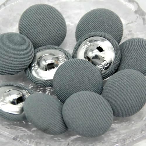 10 Stück bunte, mit Stoff überzogene Nähknöpfe aus Metall mit Schaft für Kleidung, Kindermantel, Strickjacke, runder großer Stoffknopf, DIY-Dekorationen-Nr. 2-20 von ZEYRU