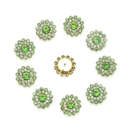 10 Stück funkelnde blumenförmige Strassknöpfe, Kristallglas, Stein, Nähknöpfe, Stahlboden, Kleidung, Dekoration, Zubehör, Grün 10 Stück funkelnde blumenförmige Strassknöpfe, Kristallglas, Stein, Nähknöpfe, Stahlboden, Kleidung, Dekoration, Zubehör, Grün von ZEYRU