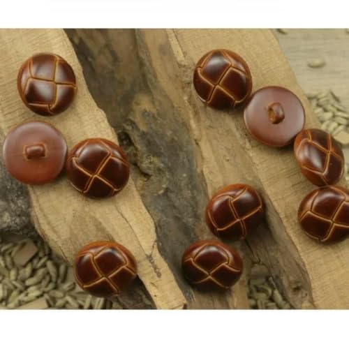 10 Stück kreative Knöpfe mit Rissmuster, 15/20 mm, runde Schaftknöpfe, Nähzubehör für Wintermäntel, Bräunlich-Rot, 15 mm von ZEYRU