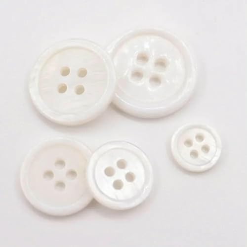 10 Stück natürliche Perlmutt-Muschelknöpfe, runder Dekorations-Muschelknopf für DIY-Verzierungen, Kleidung, Nähzubehör, Muschelknopf, 05, Durchmesser 25 mm von ZEYRU