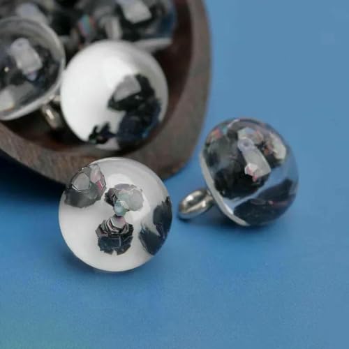 10 Stück runde Harzknöpfe, bunte Pailletten, 10 mm, klein, schön, runde Schaftknöpfe, Cheongsam-Zubehör, Schwarz, 10 mm von ZEYRU