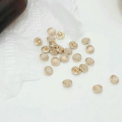 10 mm Perlen-Katzenaugen-Hemdknopf, kleiner Metallknopf für Chiffonhemd, Strickknopf, Strickjacke, Scrapbooking, Nähzubehör, Beige, 5 Stück von ZEYRU
