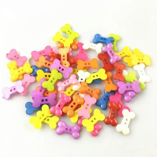 100 Stück 18 x 10 mm Knochenform, gemischte Farben, Kunstharzknöpfe zum Nähen oder Scrapbooking, Bekleidungszubehör – Standard von ZEYRU