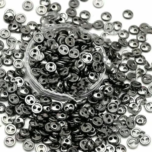 100 Stück 3/4/5 mm Mini-Metallknöpfe für DIY-Puppenkleidung, runde Schnallen, 2 Löcher, handgefertigte Kartenherstellung, Scrapbooking-Knöpfe, Nähpistolenschwarz, von ZEYRU