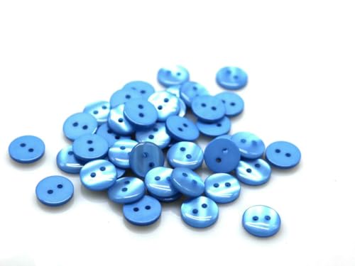 100 Stück 9 mm/10 mm/11,5 mm/12,5 mm/15 mm Polyesterknopf Perlenschnalle Nähknopf Zubehör Harz Hemdknopf für DIY-7 Himmelblau-9 mm von ZEYRU