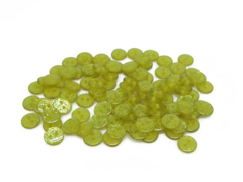 100 Stück 9 mm/10 mm/11,5 mm/12,5 mm/15 mm Polyesterknopf Perlenschnalle Nähknopf Zubehör Harz Hemdknopf für DIY-gelbe Pailletten-9 mm von ZEYRU