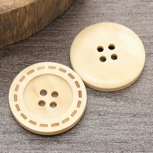 100 Stück DIY Holzknöpfe Nähzubehör Vintage Knopf Holzhandwerk Handgefertigtes Material Kinderkleidung Mantel Dekoration Knöpfe-4-Löcher A-20mm von ZEYRU