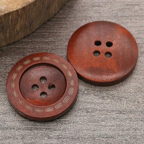 100 Stück DIY Holzknöpfe Nähzubehör Vintage Knopf Holzhandwerk Handgefertigtes Material Kinderkleidung Mantel Dekoration Knöpfe-4-Löcher C-20mm von ZEYRU
