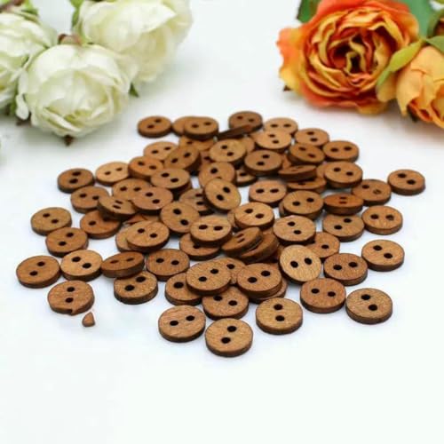 100 oder 200 Stück 8 mm Mini-Holzknöpfe zum Basteln, Nähzubehör, Bekleidungsbedarf, Heimdekoration, 4 Löcher, 10 mm, 2 h shenka, 200 Stück von ZEYRU