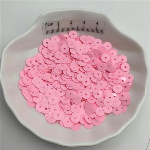 10g einfarbige 4mm 6mm flache Pailletten PVC Glitzer Pailletten für Kleidung, Mütze, Schuhe. Kinder basteln. Handgefertigtes Kunsthandwerk Großhandelszubehör – Solid D Pink – 6 mm, 720 Stück, 10 g von ZEYRU