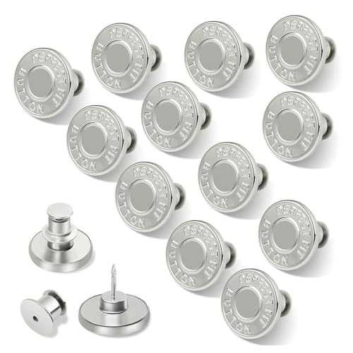 12 Sets Jeansknöpfe, Stecknadeln, ohne Nähen, für weite Jeans, Hosenspanner, verstellbare Knöpfe, Ersatz für zu große Druckknöpfe, 12 Buchstaben 12 Sets Jeansknöpfe, Stecknadeln, ohne Nähen, für weite Jeans, Hosenspanner, verstellbare Knöpfe, Ersatz für zu große Druckknöpfe, 12 Buchstaben von ZEYRU