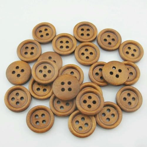 15 MM/20 MM 50 Stück runde Holzknöpfe für Kleidungsstücke, dekorative Puppenknöpfe, DIY-Nähzubehör, siehe Abbildung, Durchmesser 15 mm von ZEYRU