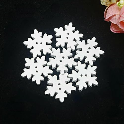 18 mm Holzknöpfe Scrapbook Schneeflocke 2-Loch-Knöpfe für Kleidung DIY-Knöpfe zum Basteln Nähzubehör Bastelbedarf-30 Stück 18 mm von ZEYRU
