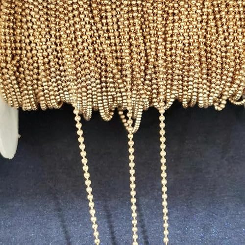 2 Meter 1–1,5 mm Perlen-Kugelketten für DIY-Armbänder, Halsketten, Schmuckherstellung, Kupferkabel-Gliederkettenkomponenten – KC-Gold – 1,5 mm von ZEYRU
