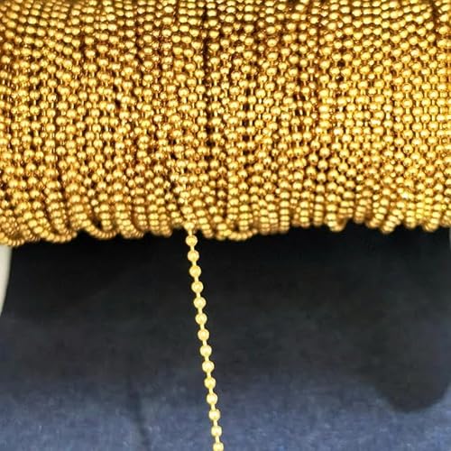2 Meter 1–1,5 mm Perlen-Kugelketten für selbstgemachte Armbänder, Halsketten, Schmuckherstellung, Kupferkabel-Gliederkettenkomponenten – Gold – 1,5 mm von ZEYRU