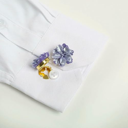2 Stück/Set Blumen-Manschettenknopf-Knopfabdeckung auf Hemd, süßer, eleganter Gardenien-Knopfclip, geeignet für Smokinghemd, Kleidungsdekoration, Lila 2 Stück/Set Blumen-Manschettenknopf-Knopfabdeckung auf Hemd, süßer, eleganter Gardenien-Knopfclip, geeignet für Smokinghemd, Kleidungsdekoration, Lila von ZEYRU