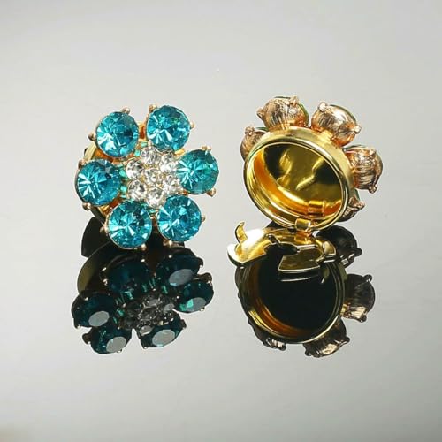 2 Stück Manschettenknöpfe Hemdknopfabdeckungen Damen Herren Knöpfe Blind Strass Blume Manschettenknopf Luxus Ärmelknopf Kleidung Accessoire-Türkis 2 Stück Manschettenknöpfe Hemdknopfabdeckungen Damen Herren Knöpfe Blind Strass Blume Manschettenknopf Luxus Ärmelknopf Kleidung Accessoire-Türkis von ZEYRU