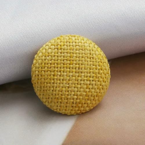 20 Stück 15–30 mm Stoffknöpfe, Leinen überzogene runde Druckknöpfe für Jacke, Kleidung, Sofa, Anzug, Mantel, DIY-Nähzubehör, 14 Gelb, 30 mm von ZEYRU