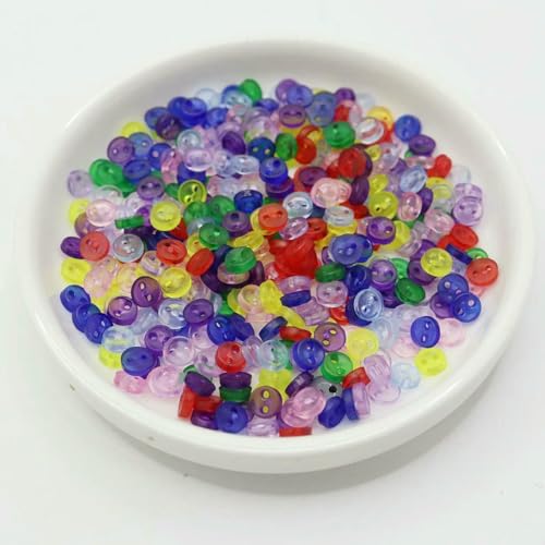 250 Stück 3,0 mm 4,0 mm 5 mm 6 mm Mini-Knöpfe für Puppen und Plüschtiere, Kleidung – und Designs – 5 mm, transparent, gemischt von ZEYRU