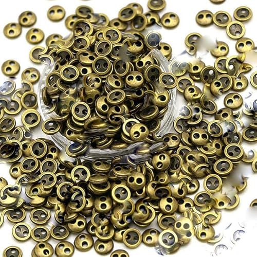 3/4/5 mm Metallknöpfe, 100 Stück, Mini-Knöpfe für Puppenkleidung, 2 Löcher, Nähknöpfe für Handarbeiten, runde Schnallen, handgefertigte Accessoires, Bronze, 3 mm 3/4/5 mm Metallknöpfe, 100 Stück, Mini-Knöpfe für Puppenkleidung, 2 Löcher, Nähknöpfe für Handarbeiten, runde Schnallen, handgefertigte Accessoires, Bronze, 3 mm von ZEYRU