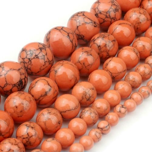 4/6/8/10/12 mm weiße Howlith-Perlen der zweiten Generation zur Herstellung von Schmuckarmbändern, runde lose Perlen, Strang 15 Zoll, orange, 8 mm, 46 Perlen 4/6/8/10/12 mm weiße Howlith-Perlen der zweiten Generation zur Herstellung von Schmuckarmbändern, runde lose Perlen, Strang 15 Zoll, orange, 8 mm, 46 Perlen von ZEYRU