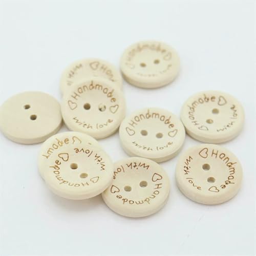 40 Stück 20 mm runde Holzknöpfe, handgefertigt mit Liebe, zum Nähen, DIY, 2 Löcher, Kleidungsstück, Pullover, Basteln für Scrapbooking, Verzierung – handgefertigt mit Liebe 40 Stück 20 mm runde Holzknöpfe, handgefertigt mit Liebe, zum Nähen, DIY, 2 Löcher, Kleidungsstück, Pullover, Basteln für Scrapbooking, Verzierung – handgefertigt mit Liebe von ZEYRU