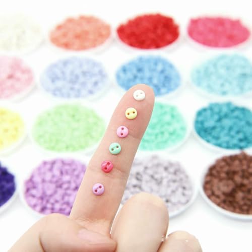 5 mm bunte 2-Loch-Harzknöpfe, süße Supper-Mini-Knöpfe, runder Knopf zum Nähen für Kartenherstellung, DIY, schöne Heimdekoration, Scrapbooking-Werkzeuge, 06 Hell von ZEYRU