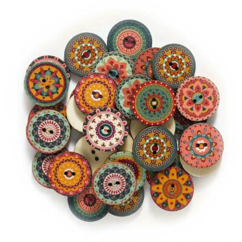 50/100 Stück Vintage bemalte bedruckte Holzknöpfe – 15 mm, 20 mm, 25 mm, DIY-Bastelzubehör, handgefertigt, exquisit dekoriert – 100 Stück, 25 mm 50/100 Stück Vintage bemalte bedruckte Holzknöpfe – 15 mm, 20 mm, 25 mm, DIY-Bastelzubehör, handgefertigt, exquisit dekoriert – 100 Stück, 25 mm von ZEYRU