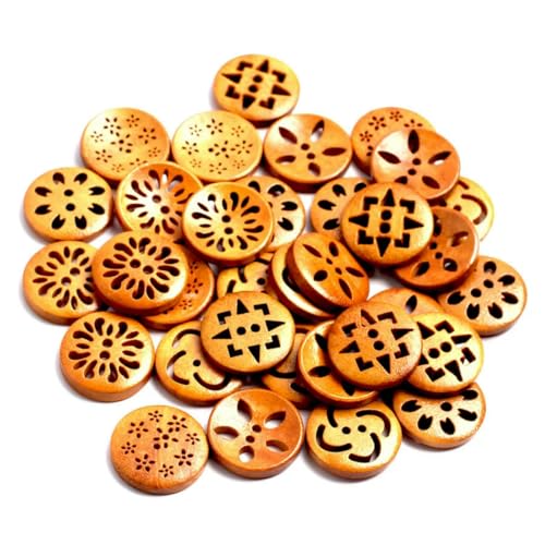 50 Stück, 20 mm, 9 Stile, exquisite 2 Löcher, DIY, ausgehöhlte Blumen-Holzknöpfe für Kleidung, Schal, Nähzubehör, Holzhandwerk, gemischt, 50 Stück 50 Stück, 20 mm, 9 Stile, exquisite 2 Löcher, DIY, ausgehöhlte Blumen-Holzknöpfe für Kleidung, Schal, Nähzubehör, Holzhandwerk, gemischt, 50 Stück von ZEYRU