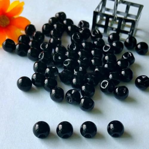 50 Stück/Los, 8 mm, seitliches Loch, Perlmuttknöpfe zum Nähen von Kleidung, schwarz, DIY-Nähauge, Puppen-/Spielzeugauge.-8 mm von ZEYRU