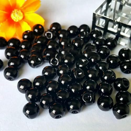 50 Stück/Los, schwarzer Perlmuttknopf, 8 mm/10 mm/12 mm, Kunstperlmuttknopf, Kleidungsstück, Nähdekoration, Zubehör, 8 mm von ZEYRU