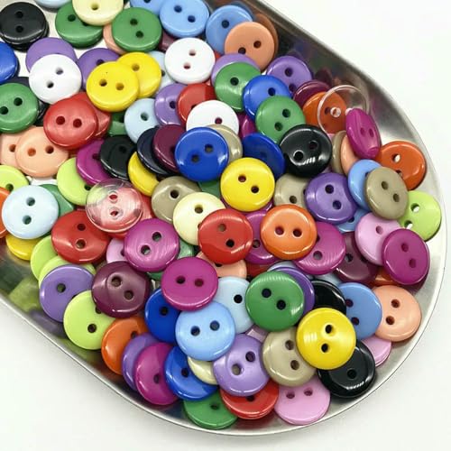 50 Stück 11,5 mm Farben Doppelaugen-Brotknopf Runde Harz-Nähknöpfe DIY Scrapbooking Mehrfarbig-01-11,5 mm (50 Stück) von ZEYRU