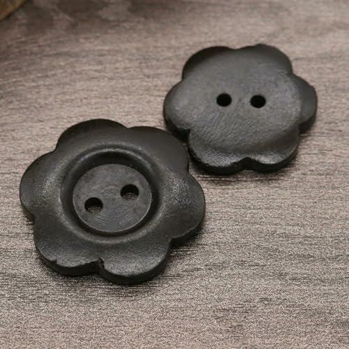 50 Stück DIY Holzknöpfe Nähzubehör Handgefertigte Holzhandwerk Kleidung Pullover Dekoration 2 Löcher Holz Vintage Knopf-C Stil 50 Stück-20 mm von ZEYRU