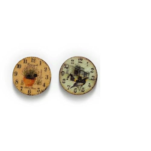 50 Stück Holzknöpfe mit Uhrmotiv für Handarbeit, Nähen, Sammelalben, Kleidung, Basteln, Zubehör, Karten, handgefertigte Dekoration, 20/25 mm, Vogel, 20 mm von ZEYRU