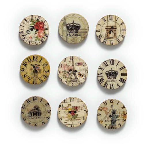 50 Stück Holzknöpfe mit Uhrmotiv für Handarbeit, Nähen, Scrapbook, Kleidung, Basteln, Zubehör, Karten, handgefertigte Dekoration, 20/25 mm, Gebäude, 25 mm 50 Stück Holzknöpfe mit Uhrmotiv für Handarbeit, Nähen, Scrapbook, Kleidung, Basteln, Zubehör, Karten, handgefertigte Dekoration, 20/25 mm, Gebäude, 25 mm von ZEYRU