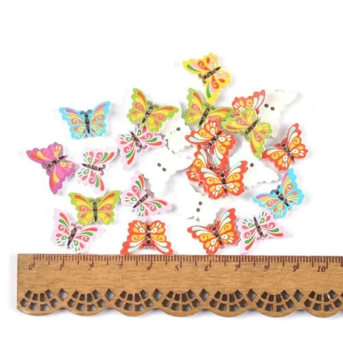 50 Stück natürliche Holzknöpfe mit 2 Löchern, Schmetterlingsblumen, Scrapbooking, Basteln, Nähzubehör, Dekorationen, Schmetterling, 25 mm 50 Stück natürliche Holzknöpfe mit 2 Löchern, Schmetterlingsblumen, Scrapbooking, Basteln, Nähzubehör, Dekorationen, Schmetterling, 25 mm von ZEYRU
