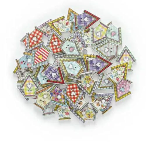 50 Stück natürliche Holzknöpfe mit 2 Löchern, Schmetterlingsblumen, Scrapbooking, DIY-Bastelarbeiten, Nähzubehör, Dekorationen, 28 x 21 mm, Vogelhaus 50 Stück natürliche Holzknöpfe mit 2 Löchern, Schmetterlingsblumen, Scrapbooking, DIY-Bastelarbeiten, Nähzubehör, Dekorationen, 28 x 21 mm, Vogelhaus von ZEYRU