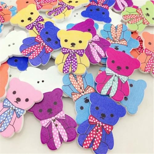 50 Stück natürliche Holzknöpfe mit 2 Löchern, Schmetterlingsblumen, Scrapbooking, DIY-Bastelarbeiten, Nähzubehör, Dekorationen, 32 x 23,0 mm, Bär 50 Stück natürliche Holzknöpfe mit 2 Löchern, Schmetterlingsblumen, Scrapbooking, DIY-Bastelarbeiten, Nähzubehör, Dekorationen, 32 x 23,0 mm, Bär von ZEYRU