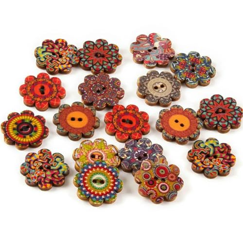 50 Stück natürliche Holzknöpfe mit 2 Löchern, Schmetterlingsblumen, Scrapbooking, DIY-Bastelarbeiten, Nähzubehör, Dekorationen, Blume 1 50 Stück natürliche Holzknöpfe mit 2 Löchern, Schmetterlingsblumen, Scrapbooking, DIY-Bastelarbeiten, Nähzubehör, Dekorationen, Blume 1 von ZEYRU